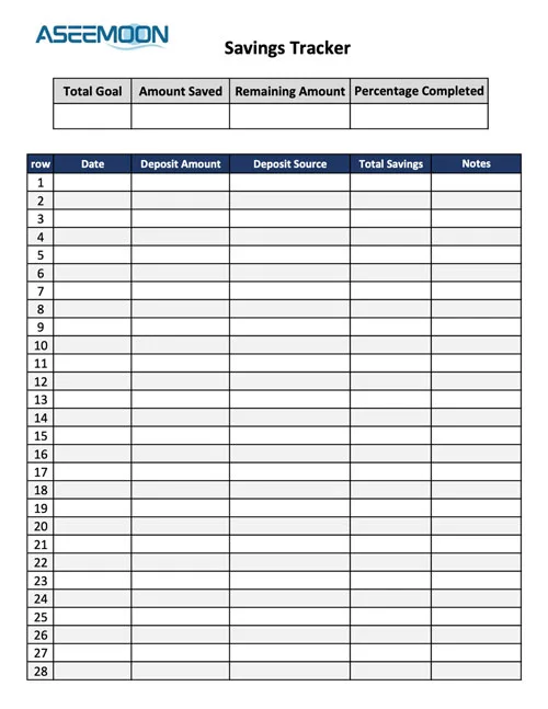 savings tracker printable